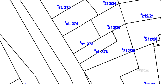 Parcela st. 375 v KÚ Slatiňany, Katastrální mapa