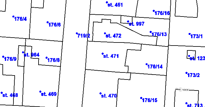Parcela st. 471 v KÚ Slatiňany, Katastrální mapa