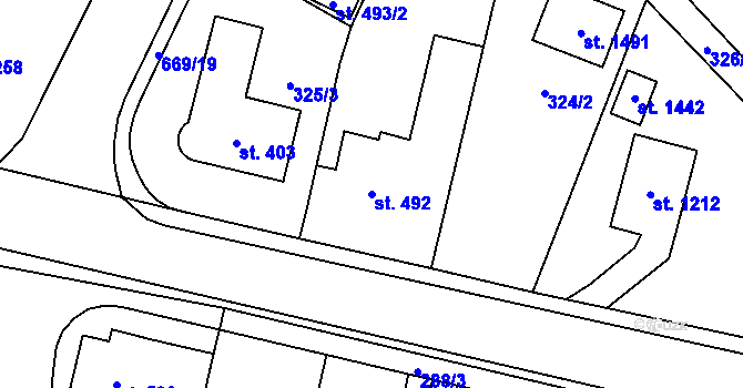 Parcela st. 492 v KÚ Slatiňany, Katastrální mapa