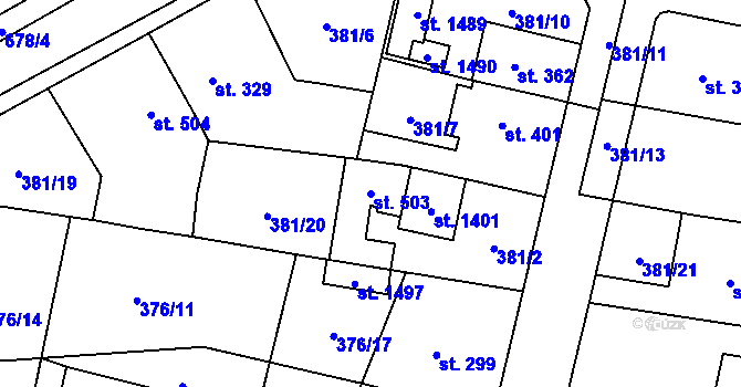 Parcela st. 503 v KÚ Slatiňany, Katastrální mapa