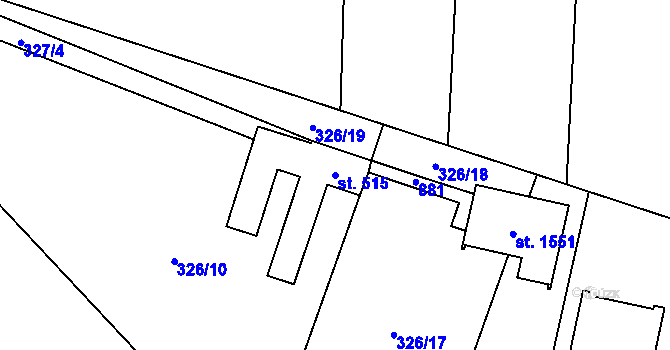 Parcela st. 515 v KÚ Slatiňany, Katastrální mapa