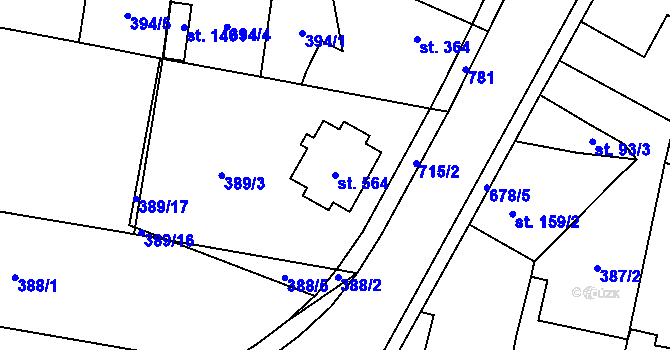 Parcela st. 564 v KÚ Slatiňany, Katastrální mapa