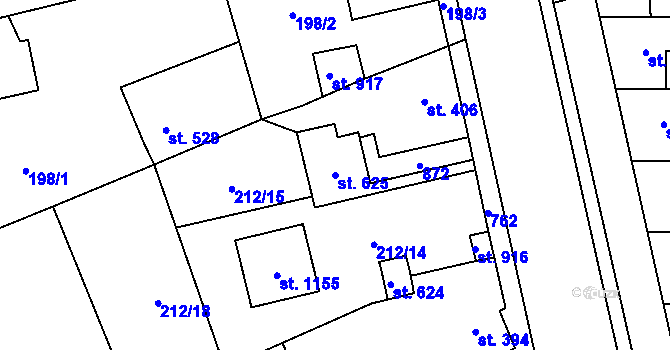 Parcela st. 625 v KÚ Slatiňany, Katastrální mapa