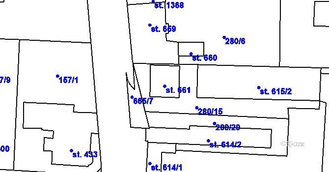 Parcela st. 661 v KÚ Slatiňany, Katastrální mapa