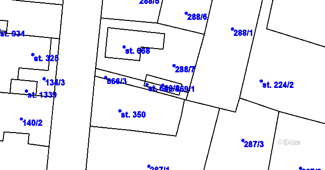 Parcela st. 669/1 v KÚ Slatiňany, Katastrální mapa