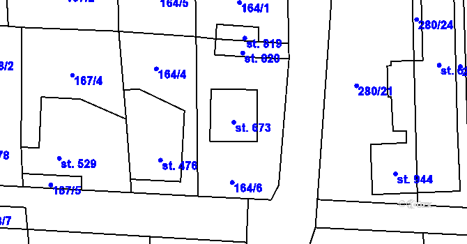 Parcela st. 673 v KÚ Slatiňany, Katastrální mapa