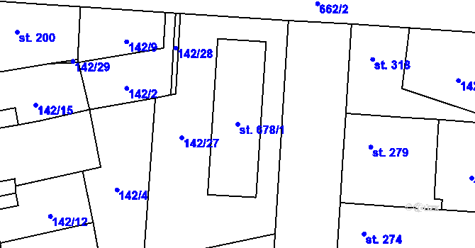 Parcela st. 678/1 v KÚ Slatiňany, Katastrální mapa