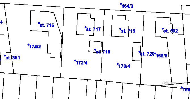 Parcela st. 718 v KÚ Slatiňany, Katastrální mapa