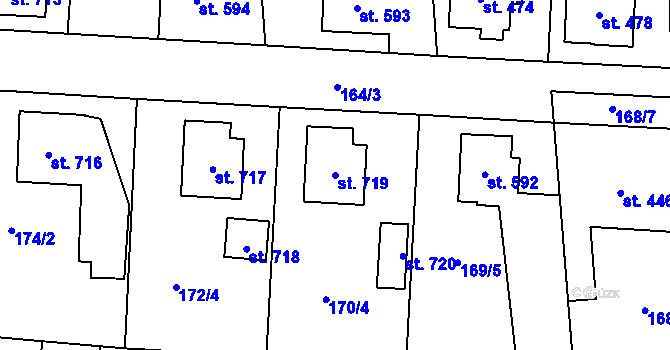 Parcela st. 719 v KÚ Slatiňany, Katastrální mapa