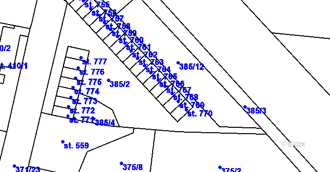 Parcela st. 767 v KÚ Slatiňany, Katastrální mapa