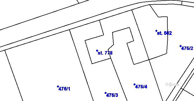 Parcela st. 778 v KÚ Slatiňany, Katastrální mapa