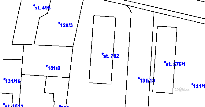 Parcela st. 782 v KÚ Slatiňany, Katastrální mapa