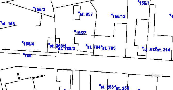 Parcela st. 784 v KÚ Slatiňany, Katastrální mapa