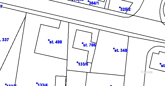 Parcela st. 786 v KÚ Slatiňany, Katastrální mapa