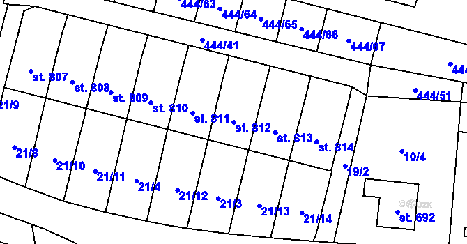 Parcela st. 812 v KÚ Slatiňany, Katastrální mapa