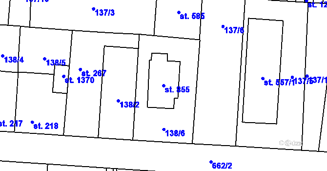 Parcela st. 855 v KÚ Slatiňany, Katastrální mapa