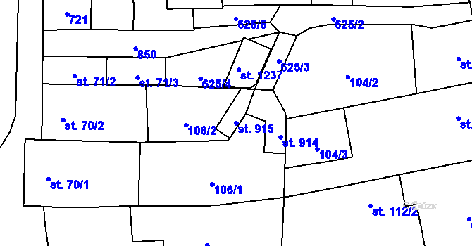 Parcela st. 915 v KÚ Slatiňany, Katastrální mapa