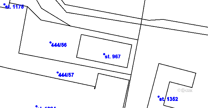 Parcela st. 967 v KÚ Slatiňany, Katastrální mapa