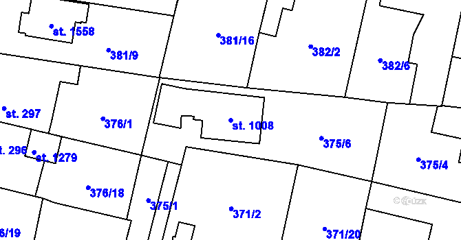 Parcela st. 1008 v KÚ Slatiňany, Katastrální mapa