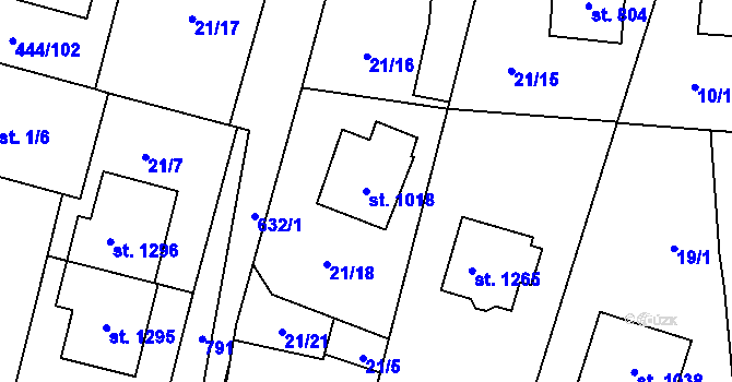 Parcela st. 1018 v KÚ Slatiňany, Katastrální mapa