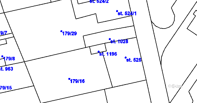Parcela st. 1196 v KÚ Slatiňany, Katastrální mapa