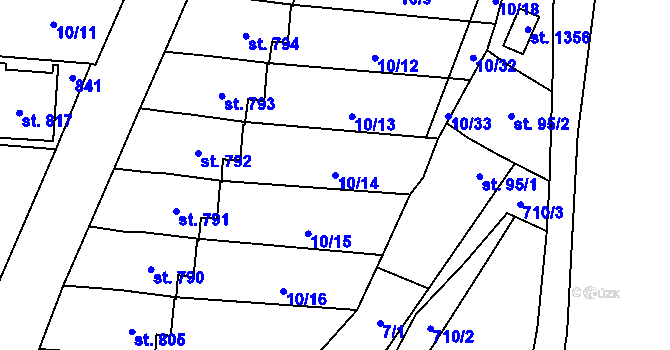 Parcela st. 10/14 v KÚ Slatiňany, Katastrální mapa