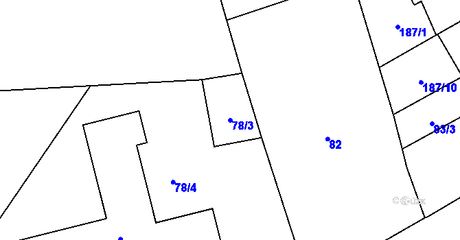 Parcela st. 78/3 v KÚ Slatiňany, Katastrální mapa