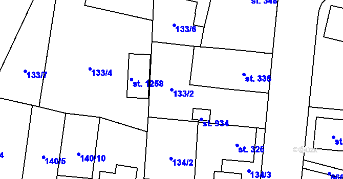Parcela st. 133/2 v KÚ Slatiňany, Katastrální mapa