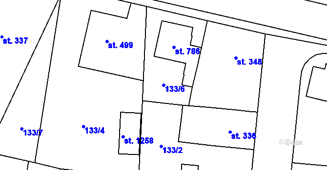 Parcela st. 133/6 v KÚ Slatiňany, Katastrální mapa