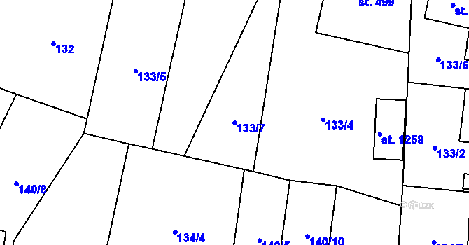 Parcela st. 133/7 v KÚ Slatiňany, Katastrální mapa