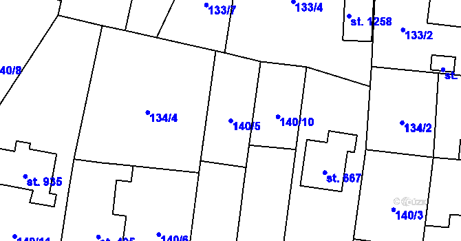 Parcela st. 140/5 v KÚ Slatiňany, Katastrální mapa
