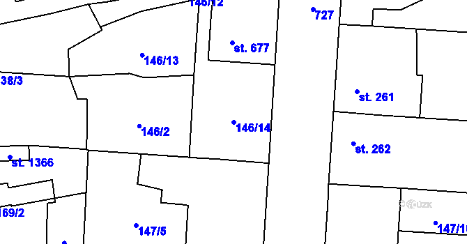 Parcela st. 146/14 v KÚ Slatiňany, Katastrální mapa