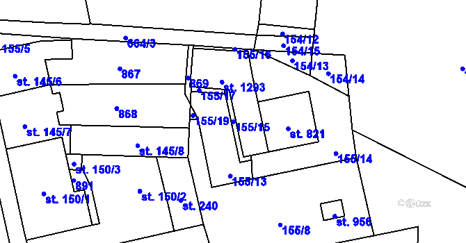 Parcela st. 155/15 v KÚ Slatiňany, Katastrální mapa