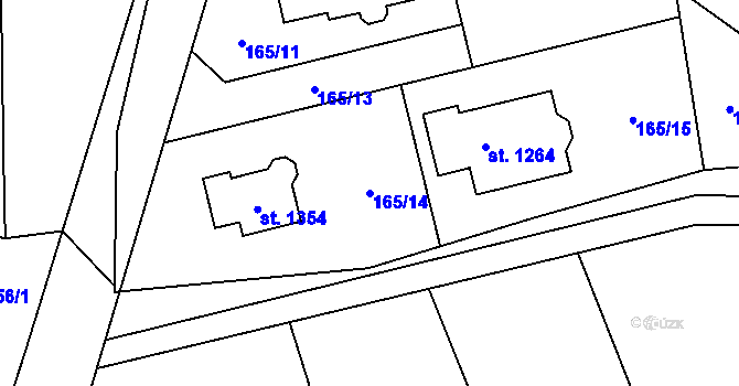 Parcela st. 165/14 v KÚ Slatiňany, Katastrální mapa