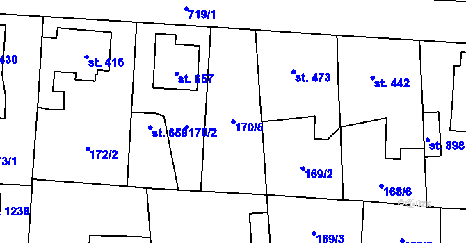 Parcela st. 170/5 v KÚ Slatiňany, Katastrální mapa