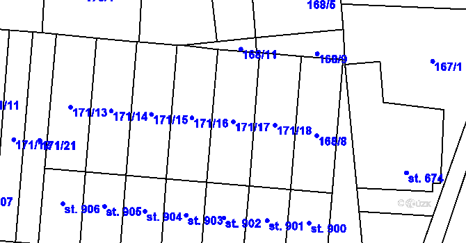 Parcela st. 171/17 v KÚ Slatiňany, Katastrální mapa
