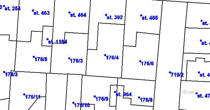Parcela st. 176/4 v KÚ Slatiňany, Katastrální mapa