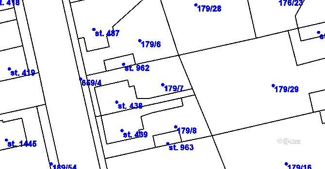 Parcela st. 179/7 v KÚ Slatiňany, Katastrální mapa
