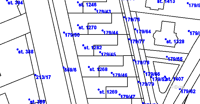 Parcela st. 179/45 v KÚ Slatiňany, Katastrální mapa