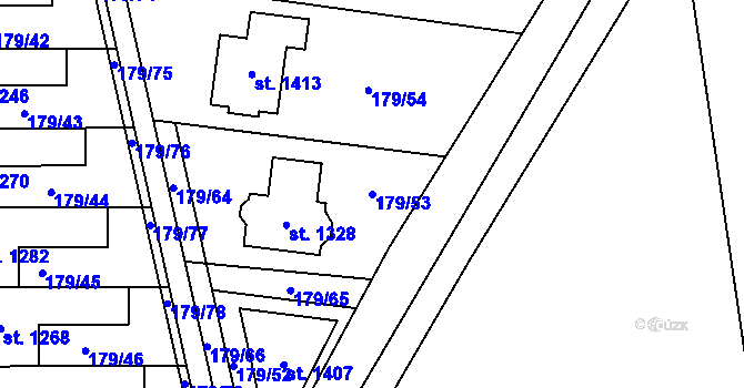 Parcela st. 179/53 v KÚ Slatiňany, Katastrální mapa