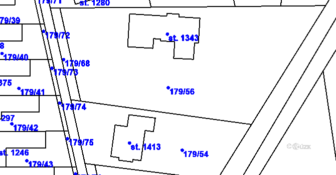 Parcela st. 179/56 v KÚ Slatiňany, Katastrální mapa