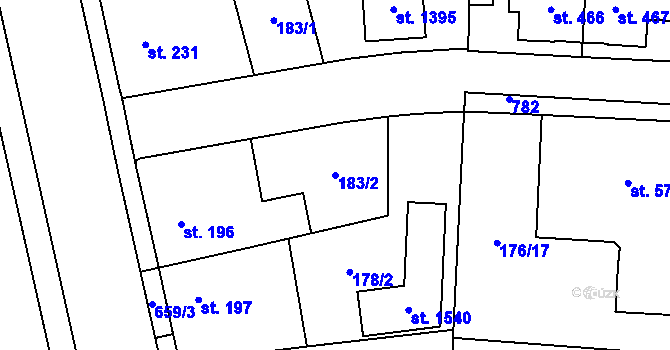 Parcela st. 183/2 v KÚ Slatiňany, Katastrální mapa