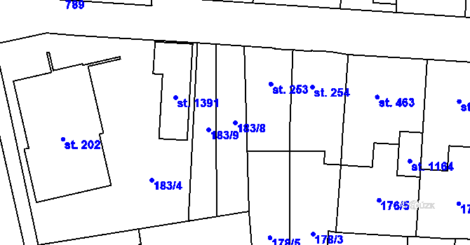 Parcela st. 183/8 v KÚ Slatiňany, Katastrální mapa