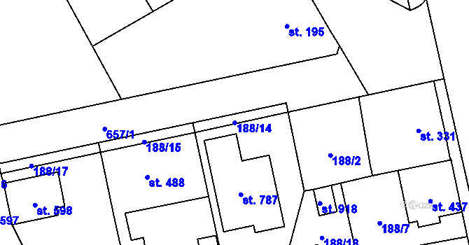 Parcela st. 188/14 v KÚ Slatiňany, Katastrální mapa