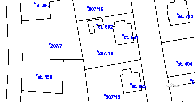 Parcela st. 207/14 v KÚ Slatiňany, Katastrální mapa