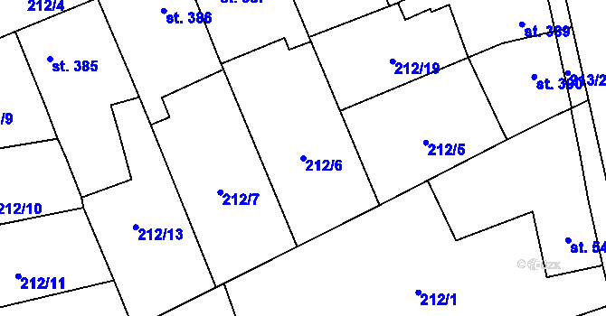 Parcela st. 212/6 v KÚ Slatiňany, Katastrální mapa