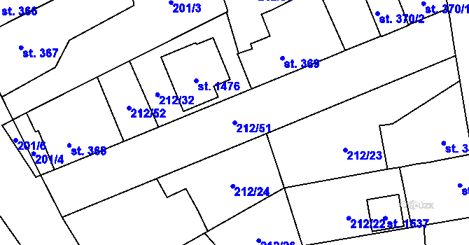 Parcela st. 212/51 v KÚ Slatiňany, Katastrální mapa