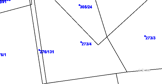 Parcela st. 273/4 v KÚ Slatiňany, Katastrální mapa