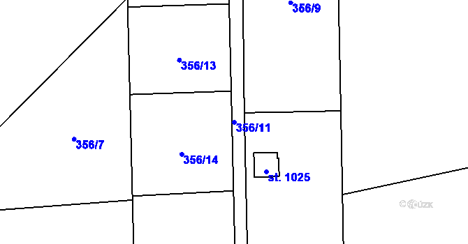 Parcela st. 356/11 v KÚ Slatiňany, Katastrální mapa