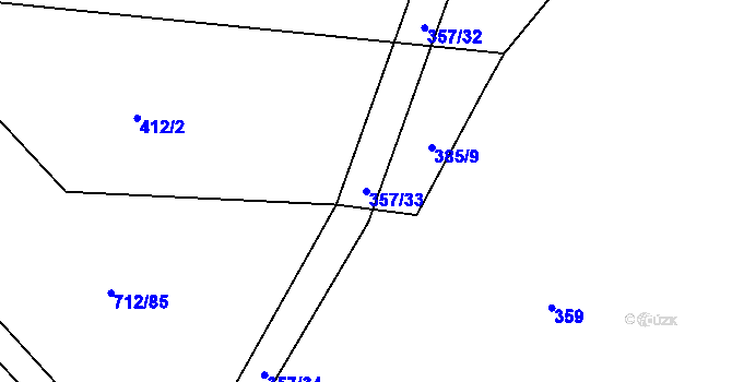 Parcela st. 357/33 v KÚ Slatiňany, Katastrální mapa